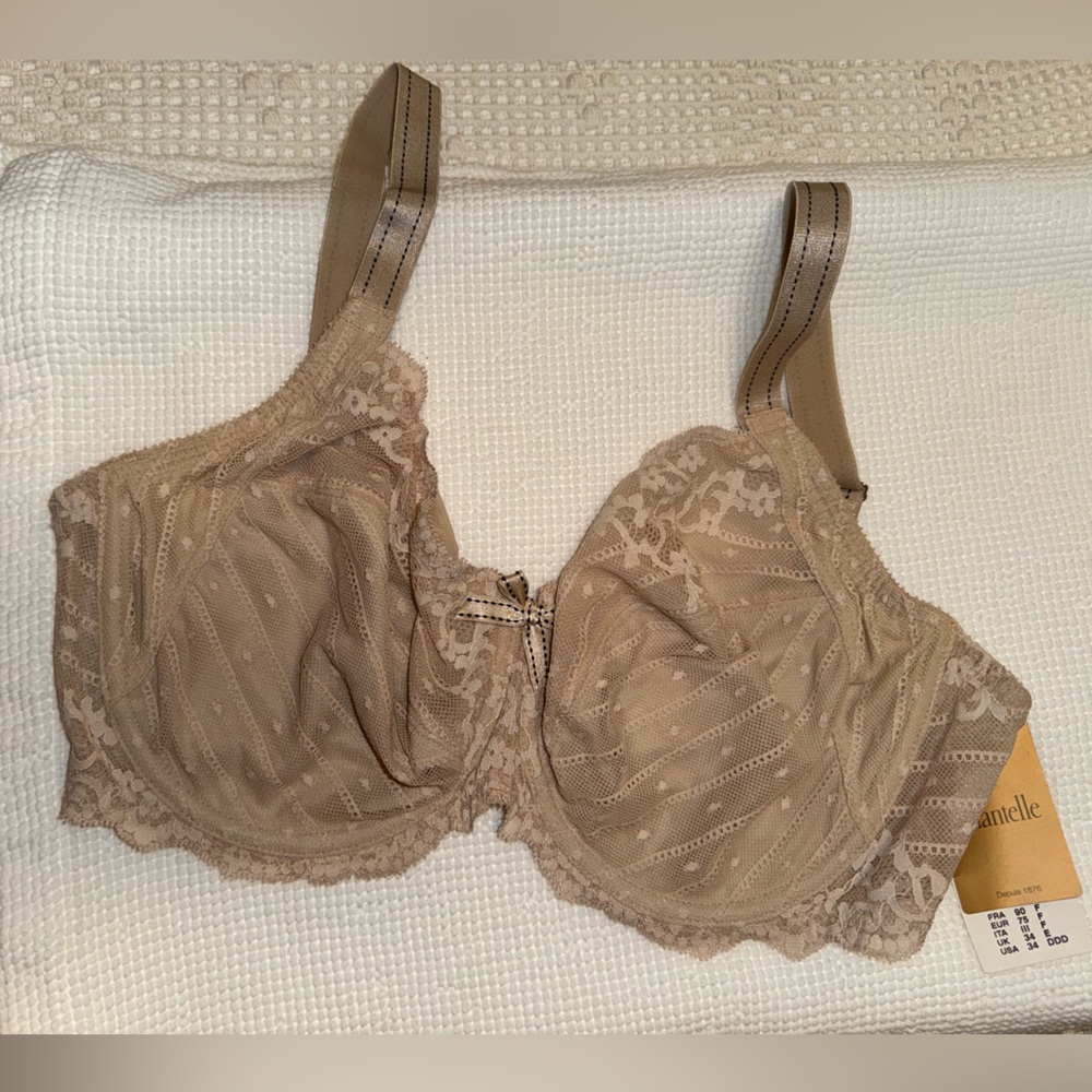 NWT CHANTELLE RIVE GAUCHE LACE BRA CAPPUCCINO US 36 DDD